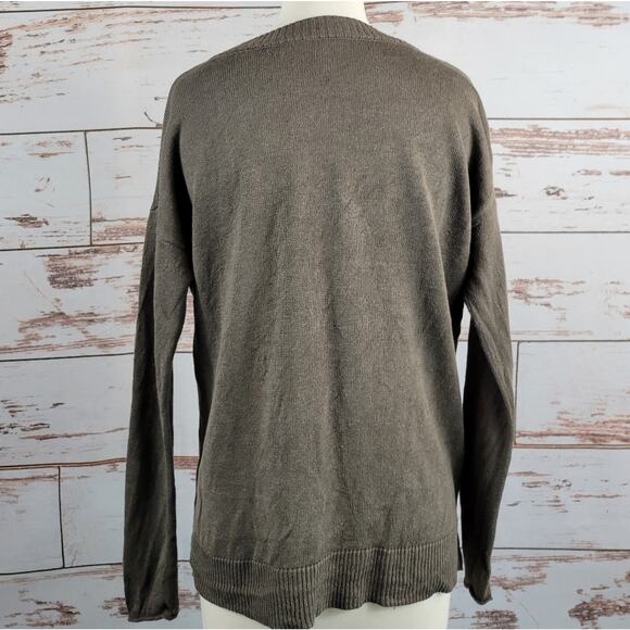 Eileen Fisher Organic Linen V-Neck Sweater Brown XS - Picture 3 of 6
